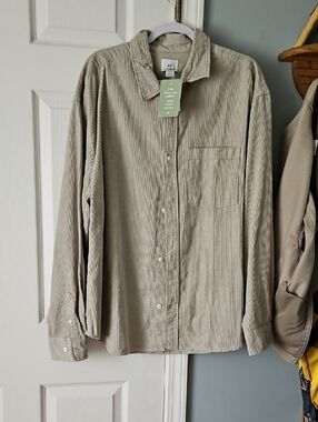 H&M Light Gray Corduroy Long-Sleeve Shirt